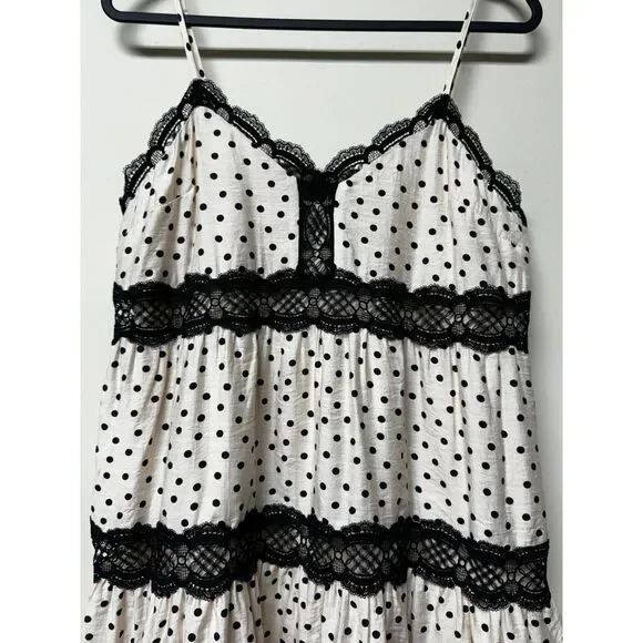 NWT EXPRESS Polka Dot Lace Detailed Trapeze Dress, Sz L - Picture 4 of 16